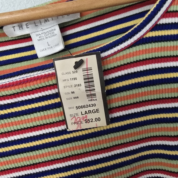 The Limited NWT Striped Rainbow Shirt Y2K Womens L S/S Oversized Kidcore - Picture 5 of 10